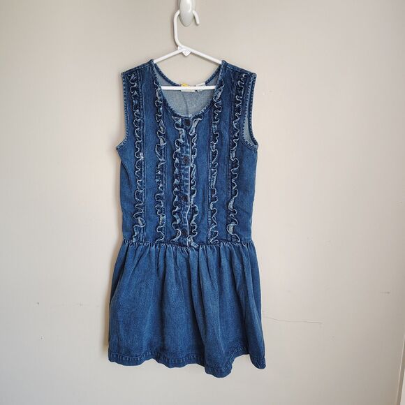 Vtg Girls Drop Waist Pleated USA Ruffle 80s 90s Cottagecore Farmhouse Country 10 - Picture 1 of 9